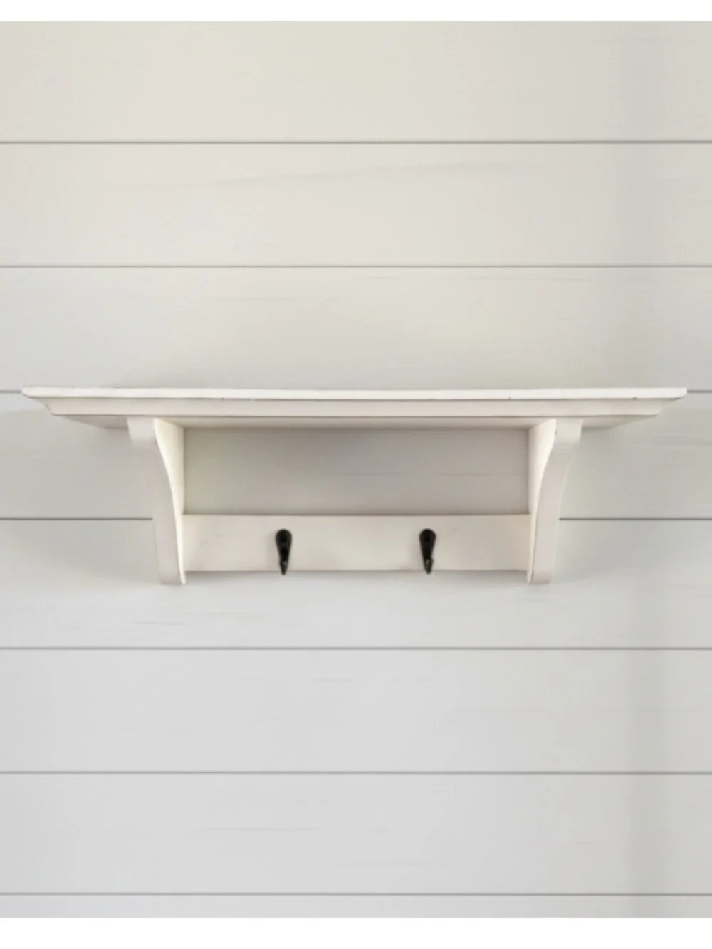 White Wall Shelf With Hooks